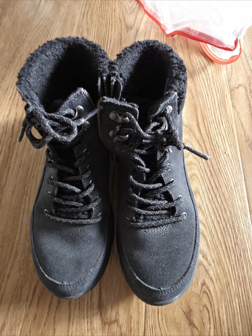 Skechers Black Faux Fur Lined Ankle Booties
